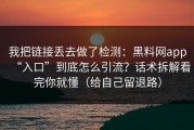 我把链接丢去做了检测：黑料网app“入口”到底怎么引流？话术拆解看完你就懂（给自己留退路）