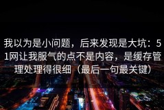 我以为是小问题，后来发现是大坑：51网让我服气的点不是内容，是缓存管理处理得很细（最后一句最关键）