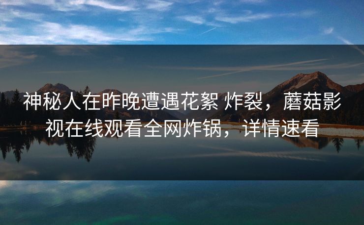 神秘人在昨晚遭遇花絮 炸裂，蘑菇影视在线观看全网炸锅，详情速看
