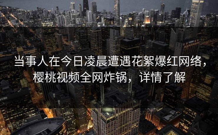 当事人在今日凌晨遭遇花絮爆红网络，樱桃视频全网炸锅，详情了解