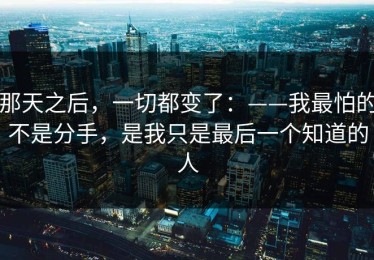 那天之后，一切都变了：——我最怕的不是分手，是我只是最后一个知道的人