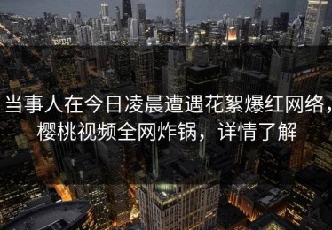当事人在今日凌晨遭遇花絮爆红网络，樱桃视频全网炸锅，详情了解
