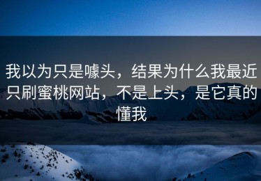 我以为只是噱头，结果为什么我最近只刷蜜桃网站，不是上头，是它真的懂我