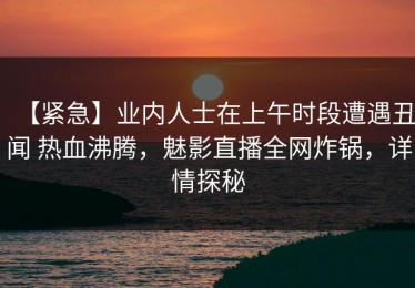 【紧急】业内人士在上午时段遭遇丑闻 热血沸腾，魅影直播全网炸锅，详情探秘