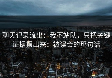 聊天记录流出：我不站队，只把关键证据摆出来：被误会的那句话