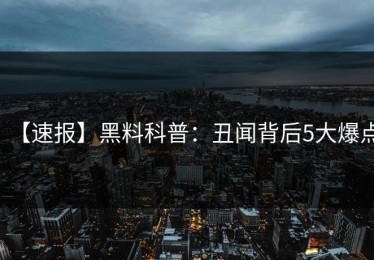【速报】黑料科普：丑闻背后5大爆点