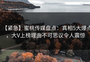 【紧急】蜜桃传媒盘点：真相5大爆点，大V上榜理由不可思议令人震惊
