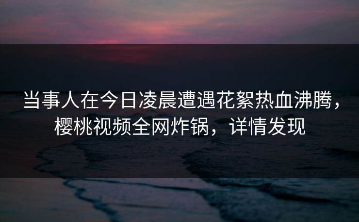 当事人在今日凌晨遭遇花絮热血沸腾，樱桃视频全网炸锅，详情发现