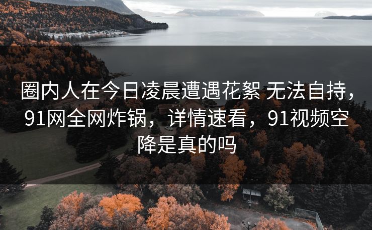 圈内人在今日凌晨遭遇花絮 无法自持,91网全网炸锅,详情速看,91视频空降是真的吗 圈内人在今日凌晨遭遇花絮 无法自持,91网全网炸锅,详情速看,91视频空降是真的吗